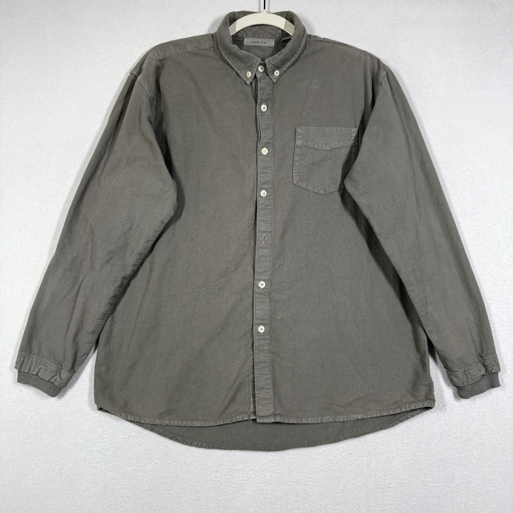 Adam Mar Shirt Mens Medium Rib Cuff Button Down Organic Flannel Sage Huckberry